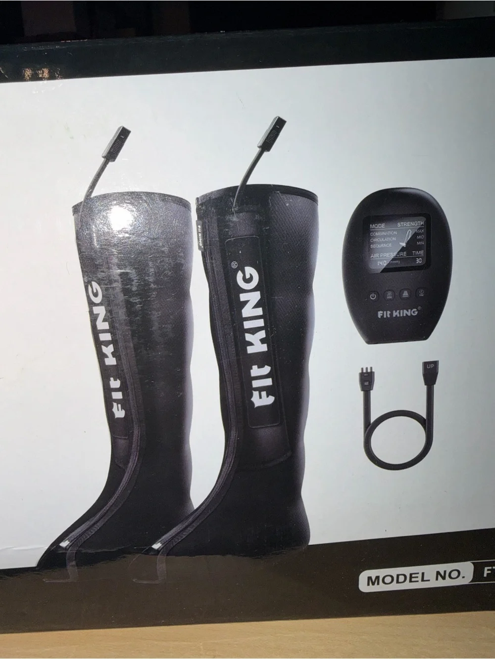 Fit King Air Compression Device FT-068A Leg Foot Circulation Massager Black